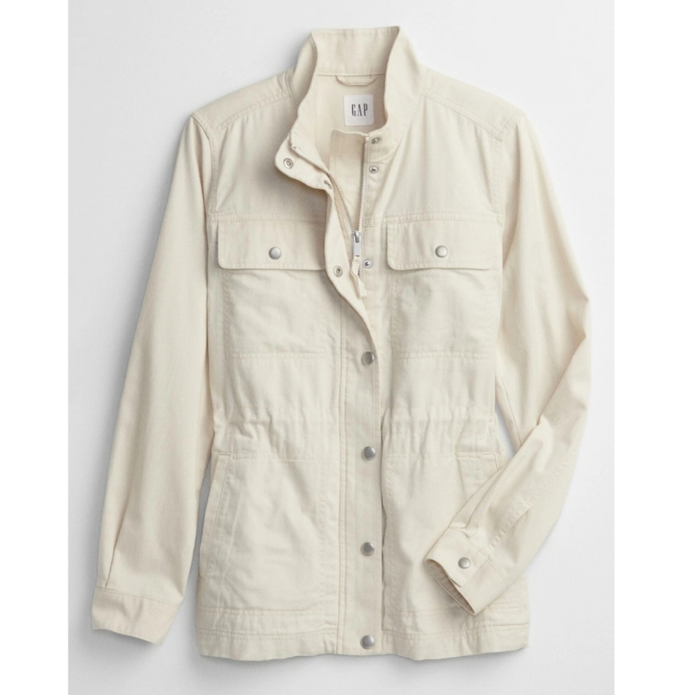 GAP Cotton Utility Safari Jacket Drawstring Waist Large Light Tan
